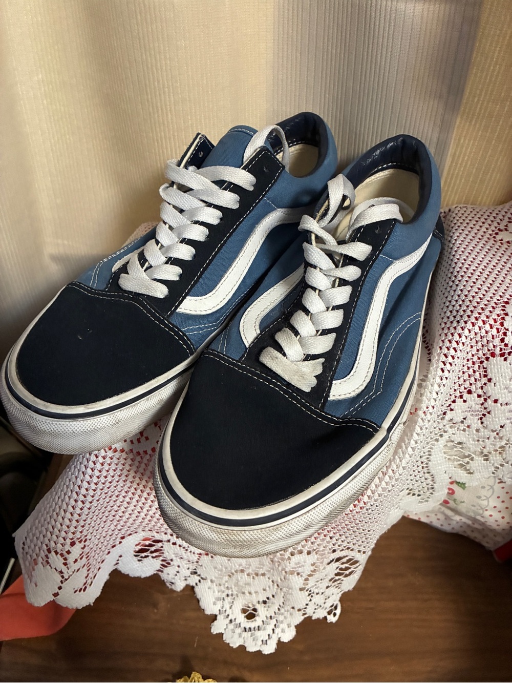 Vans Old Skool Skate Shoes Navy Blue Suede/Canvas Mens 8.5 Womens Sz 10
